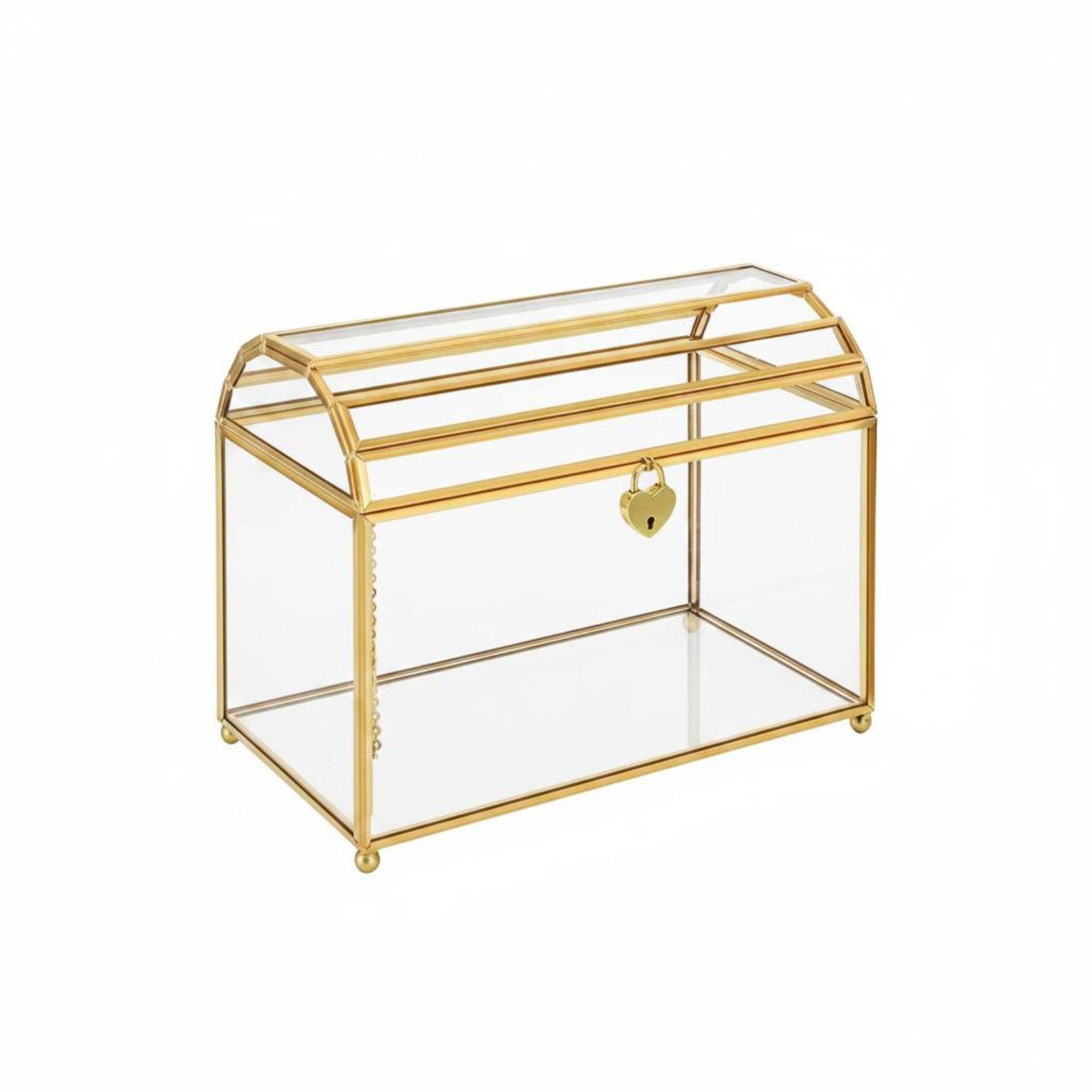 Wedding Card Box - Transparante kaartendoos voor trouwkaarten, gouden frame,