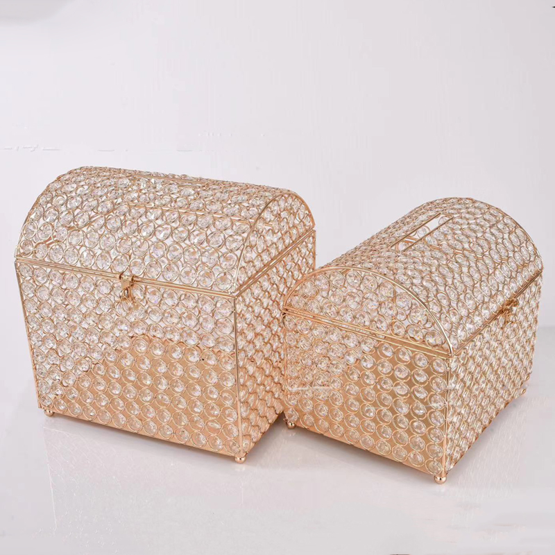 Wedding Card Box - Bruiloft Kaartendoos Gouden Kristallen Schatkist Strass